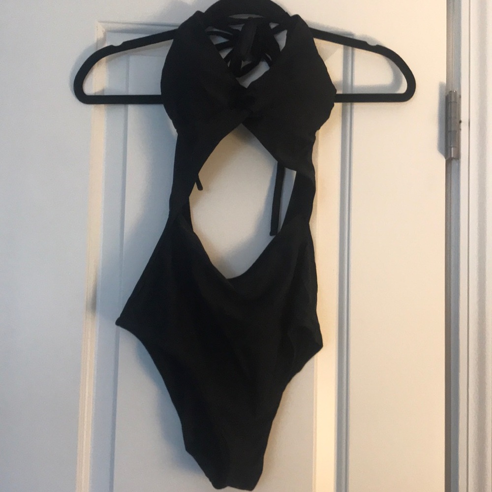 Black 1 piece bathing suit